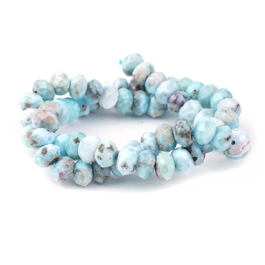 Larimar Natural 6X9.5mm Rondelle Faceted - 15-16 Inch