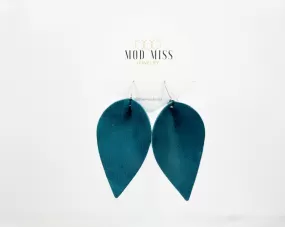 Leather Petal Earring Dark Teal