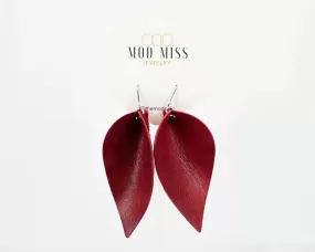 Leather Petal Earring Worn Red