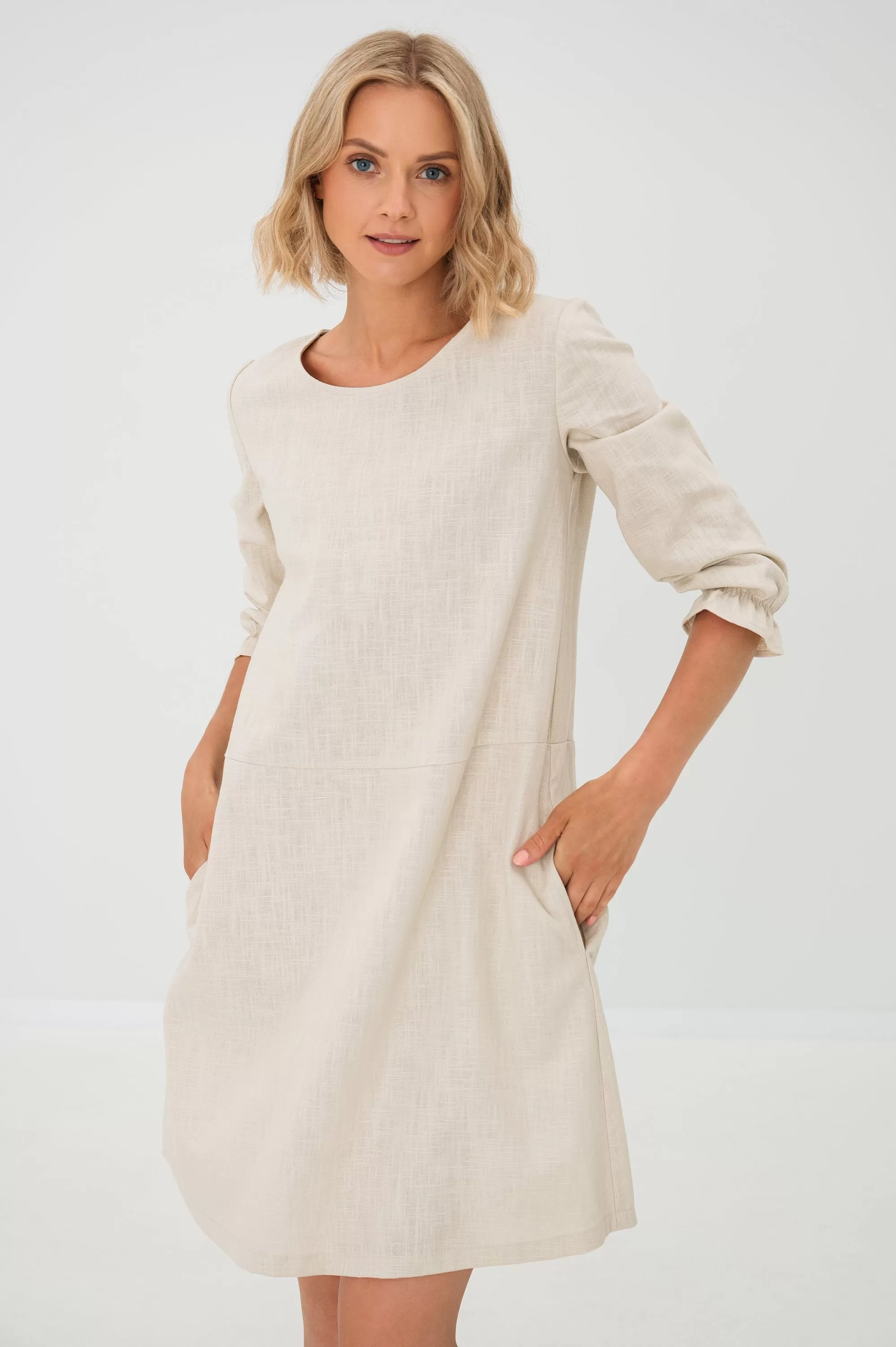 LeMuse linen dress EMMA, Beige, XS