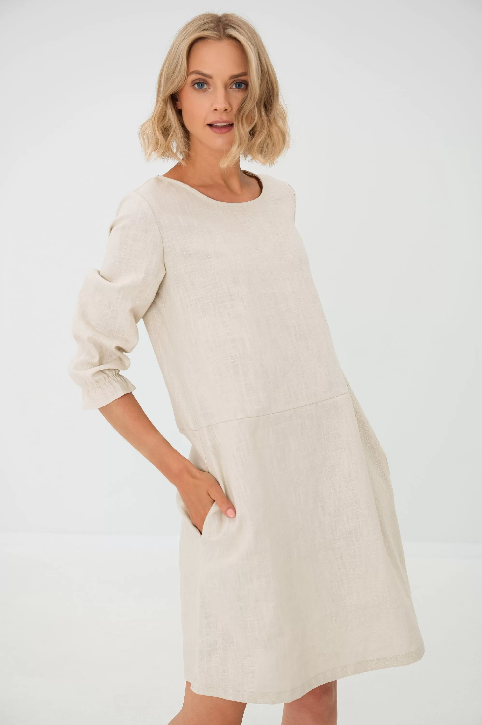 LeMuse linen dress EMMA, Beige, XS