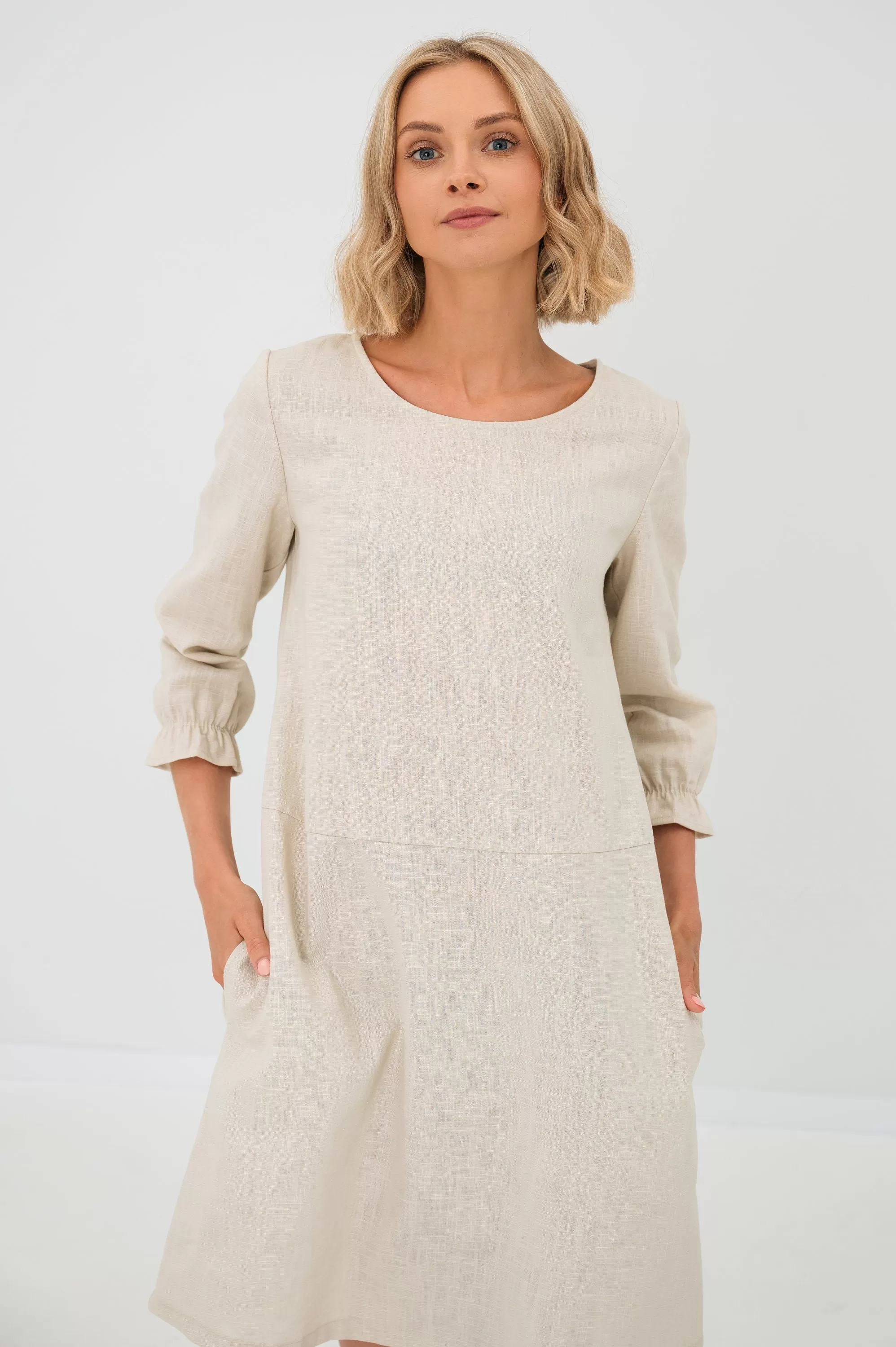 LeMuse linen dress EMMA, Beige, XS