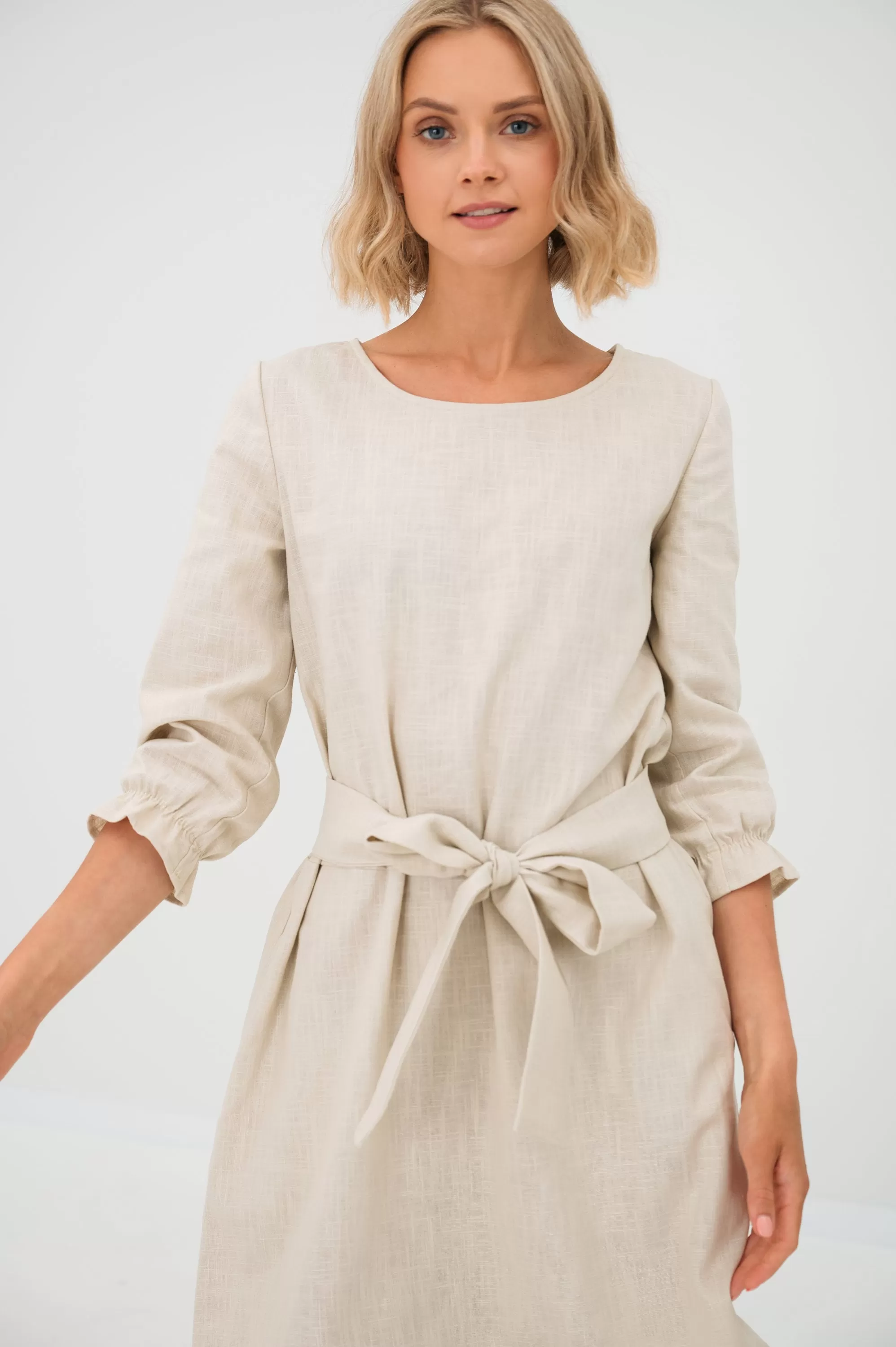 LeMuse linen dress EMMA, Beige, XS