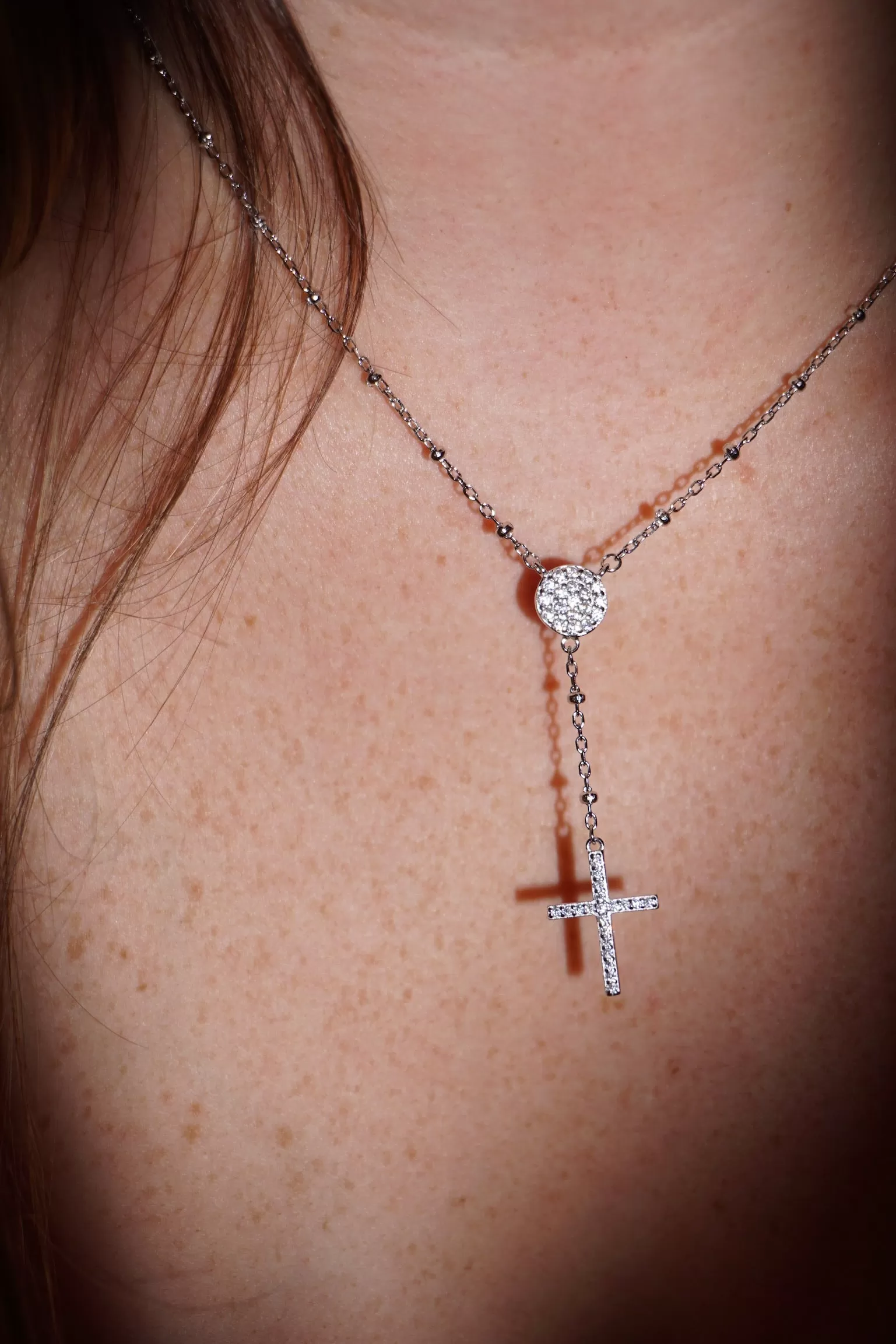 Like A Prayer .925 Sterling Silver Rosary Cross Necklace