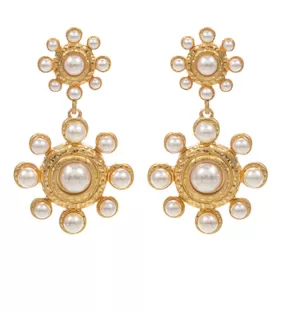 Linked Double Flower Earrings