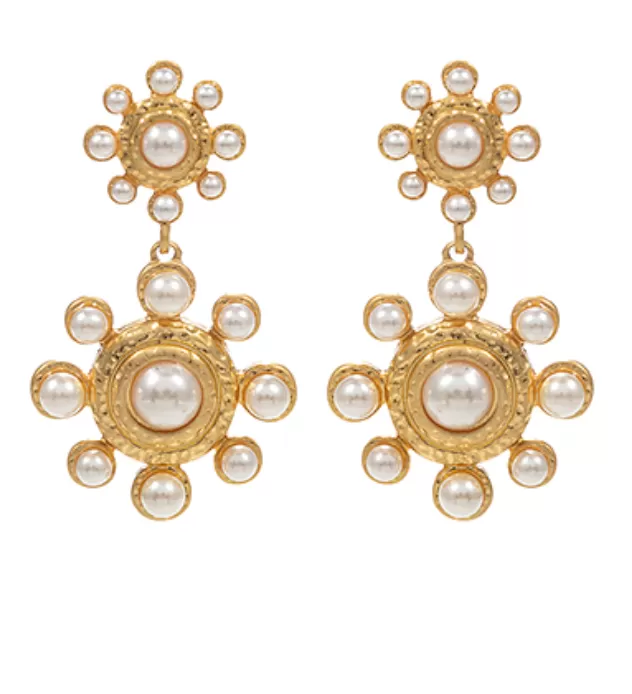 Linked Double Flower Earrings