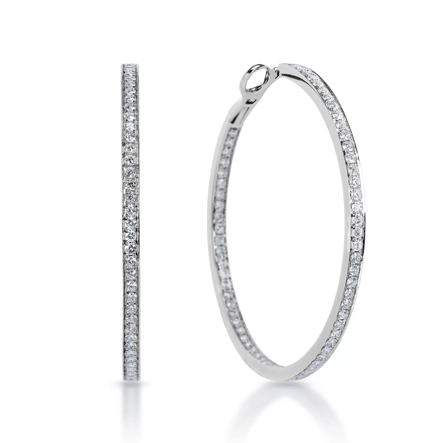 Litzy 2 Carats Round Brilliant Diamond Hoop Earrings in 14k White Gold