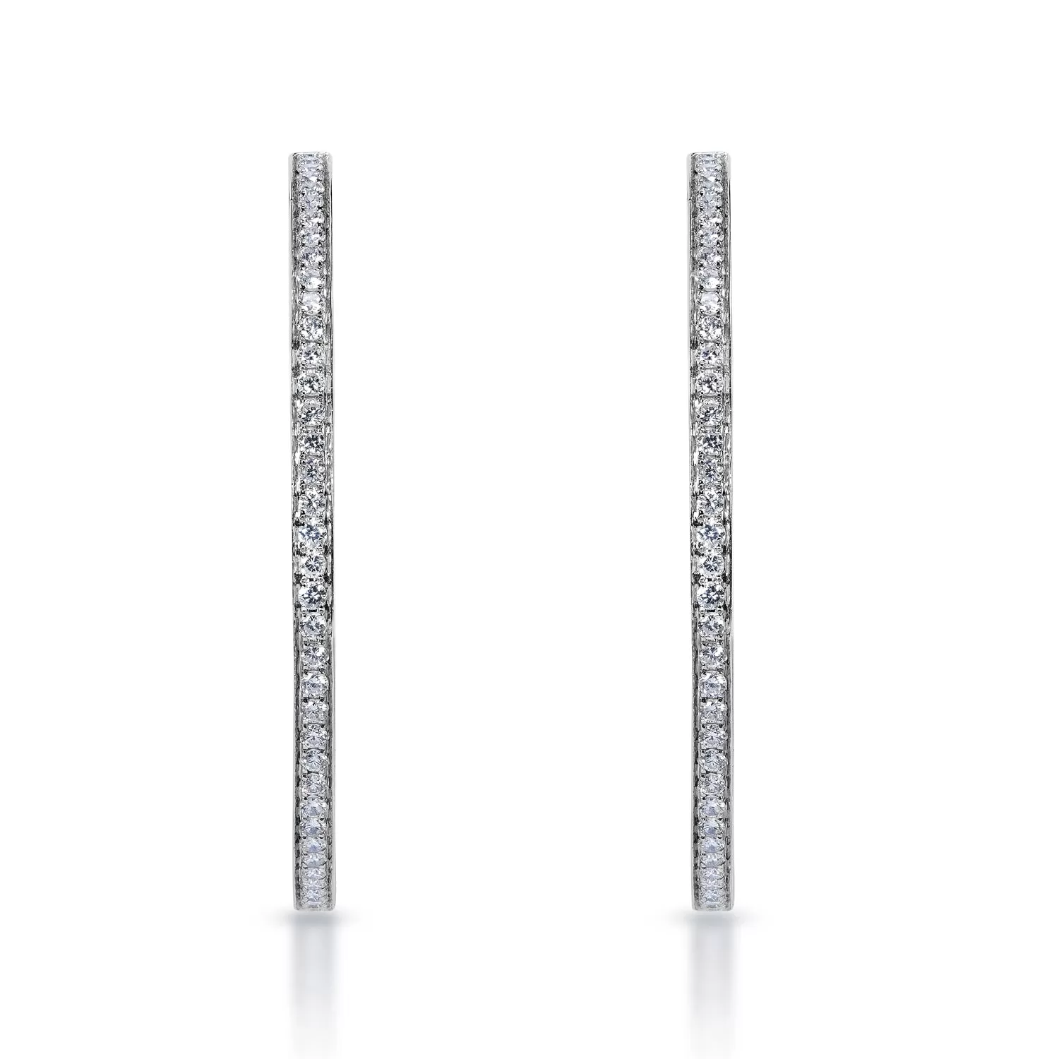 Litzy 2 Carats Round Brilliant Diamond Hoop Earrings in 14k White Gold