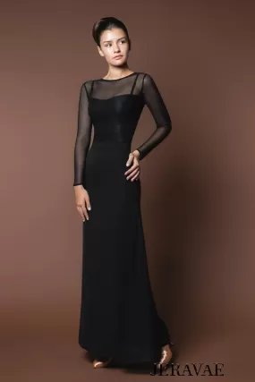 Long Sleeve Ballroom Practice Dress with Mesh Panels PRA 618_sale