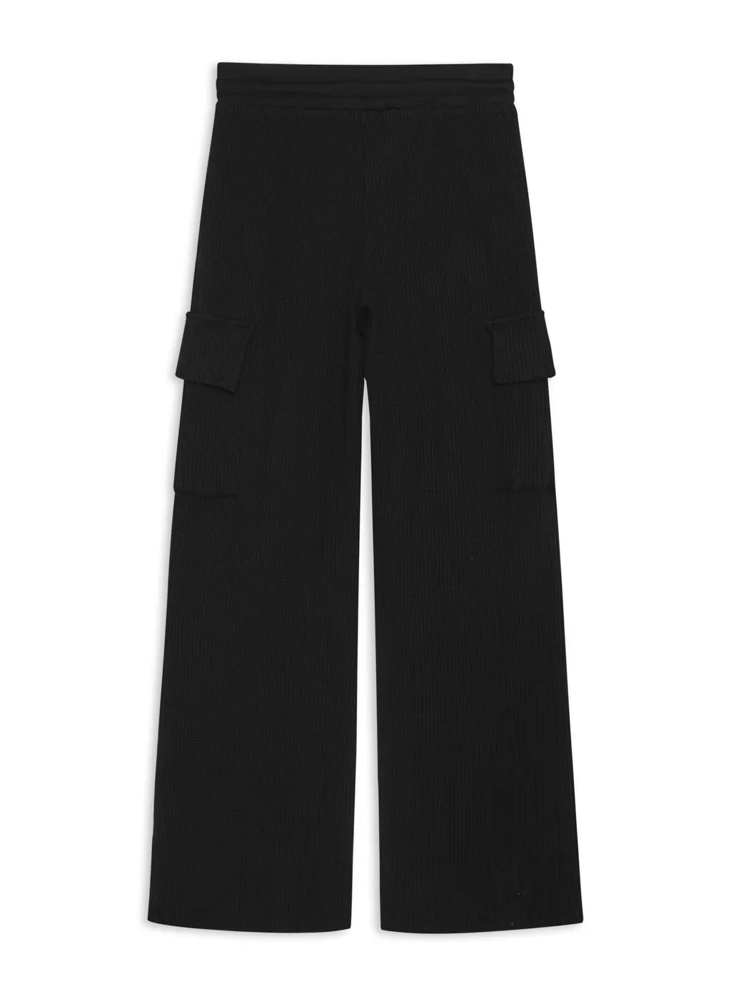 Luxe Thermal Drawstring Cargo Pant in Black