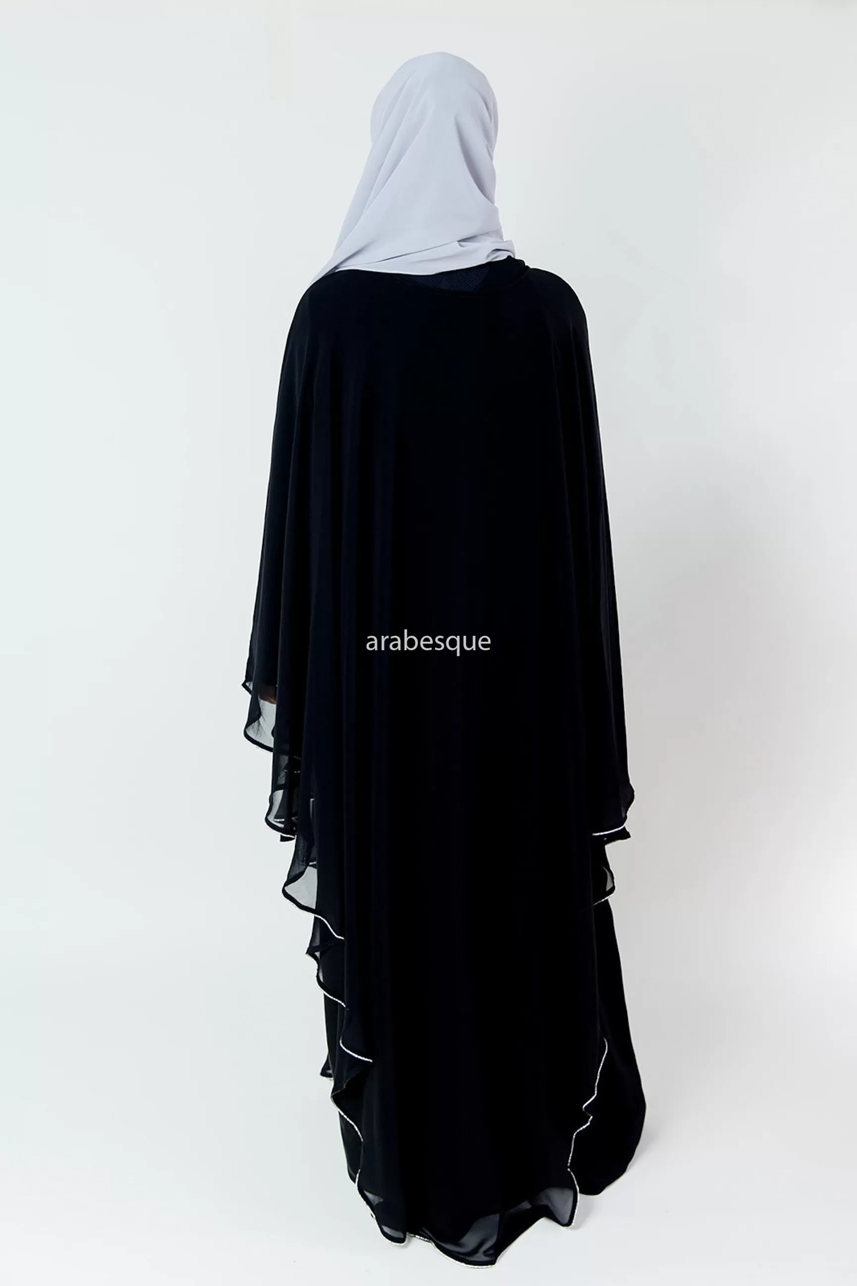 Luxury Embellished Chiffon Cape Closed Abaya - 2 Colours