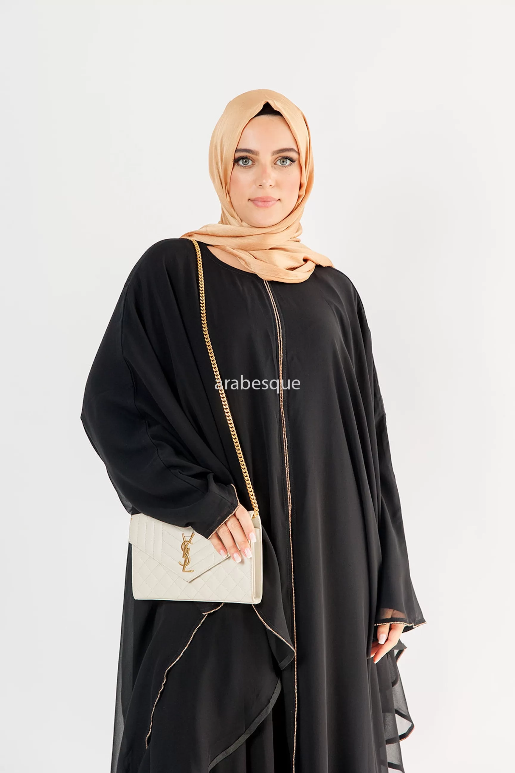 Luxury Embellished Chiffon Cape Closed Abaya - 2 Colours