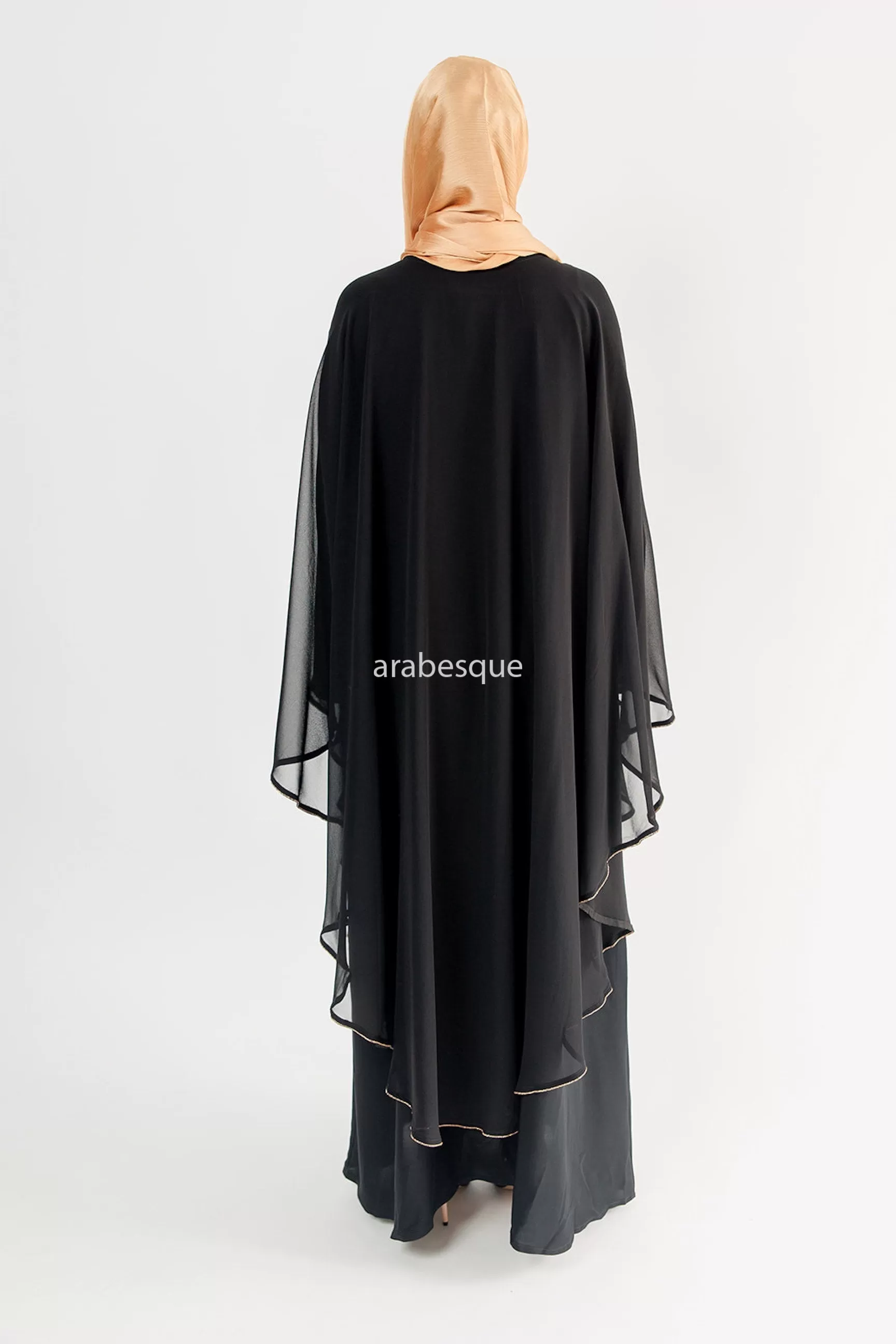 Luxury Embellished Chiffon Cape Closed Abaya - 2 Colours