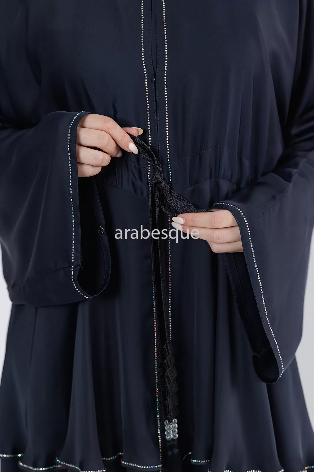 Luxury Embellished layered Open Abaya - 2 Colours