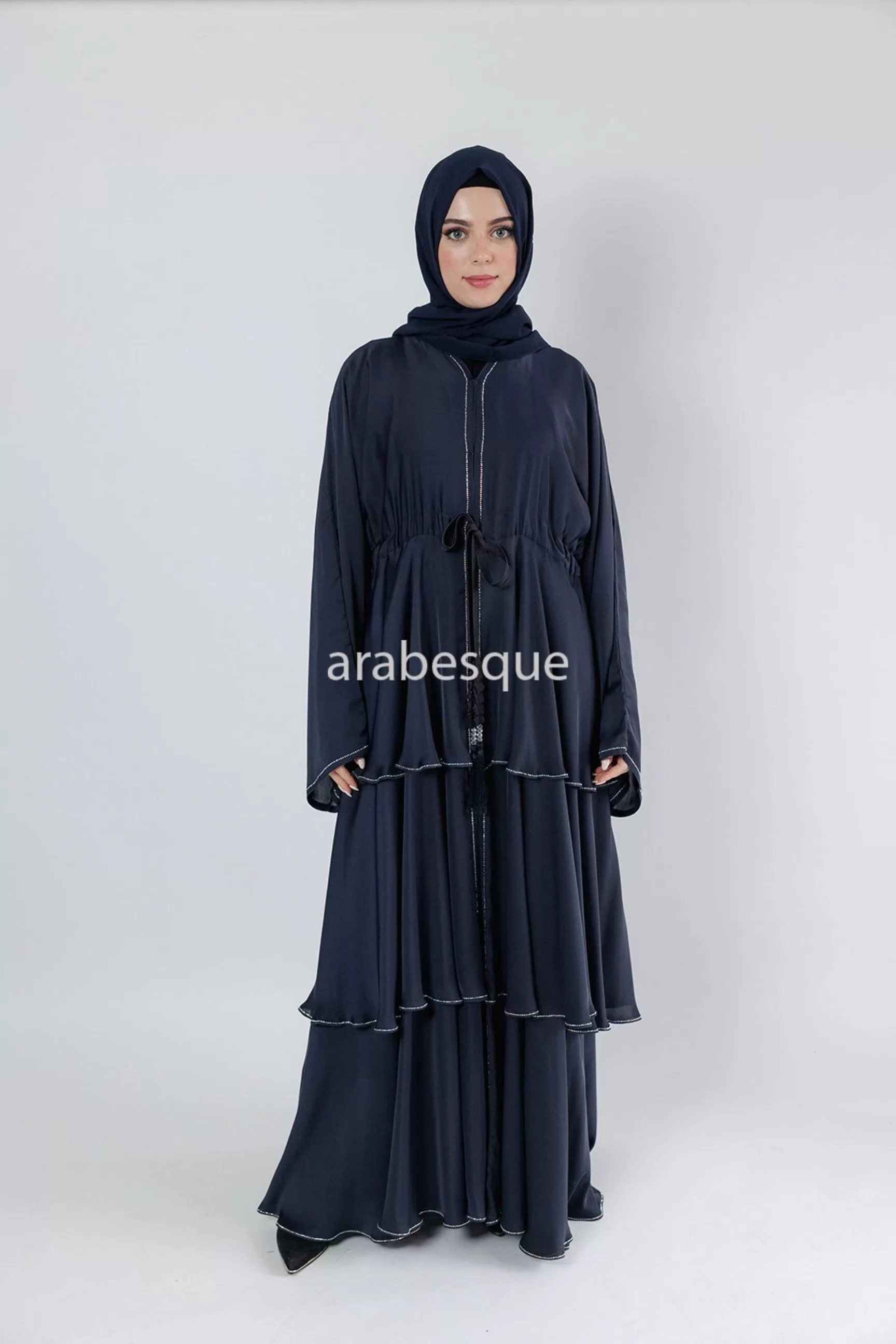 Luxury Embellished layered Open Abaya - 2 Colours