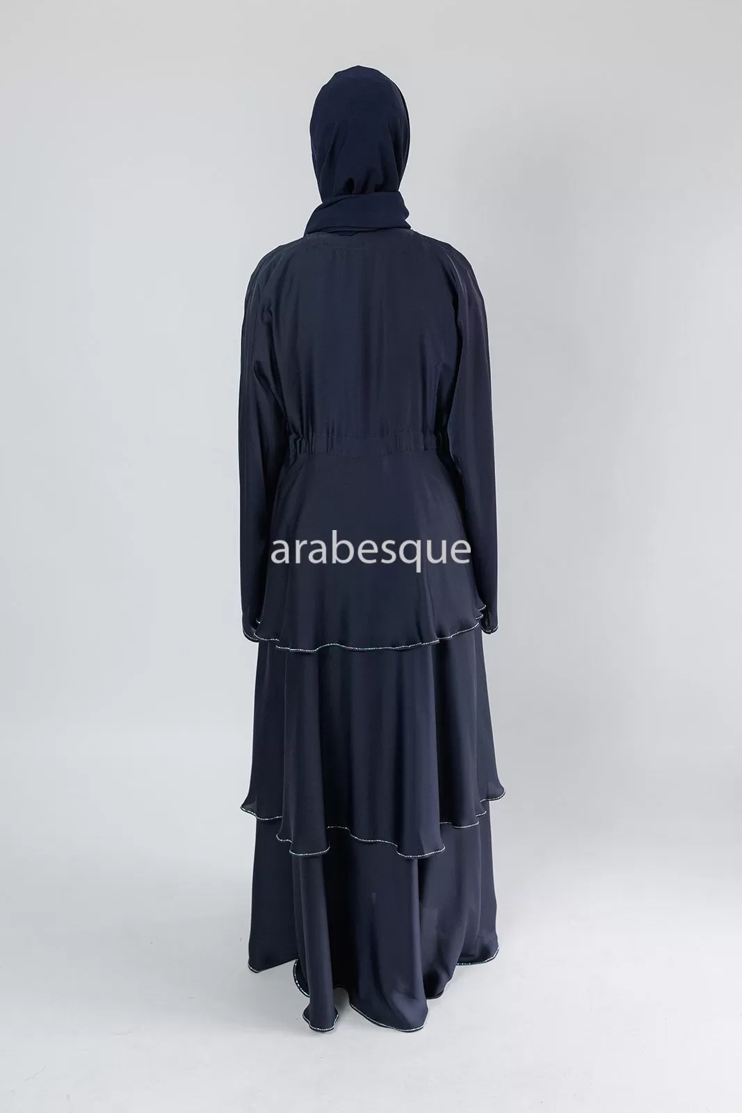 Luxury Embellished layered Open Abaya - 2 Colours