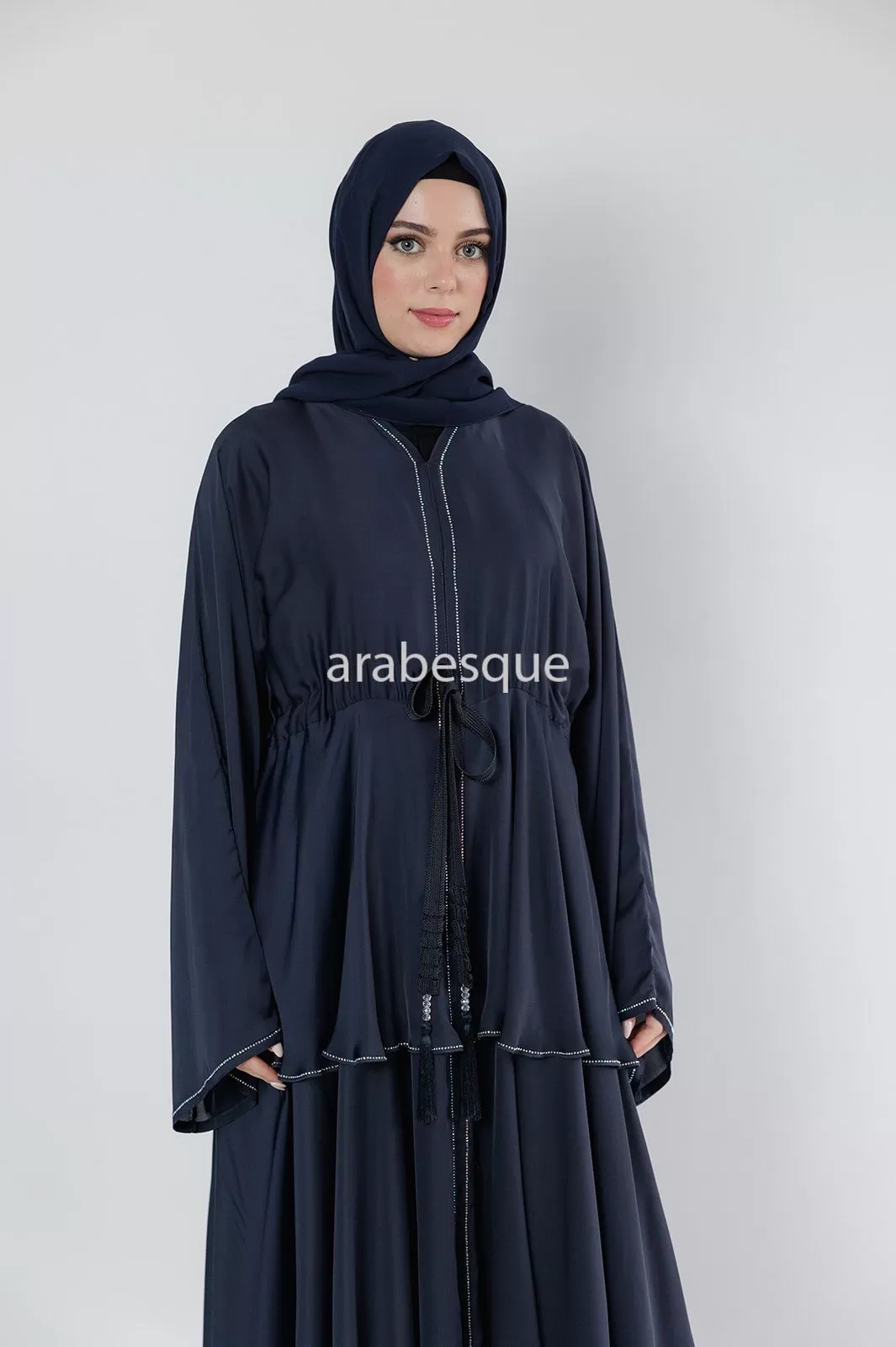 Luxury Embellished layered Open Abaya - 2 Colours