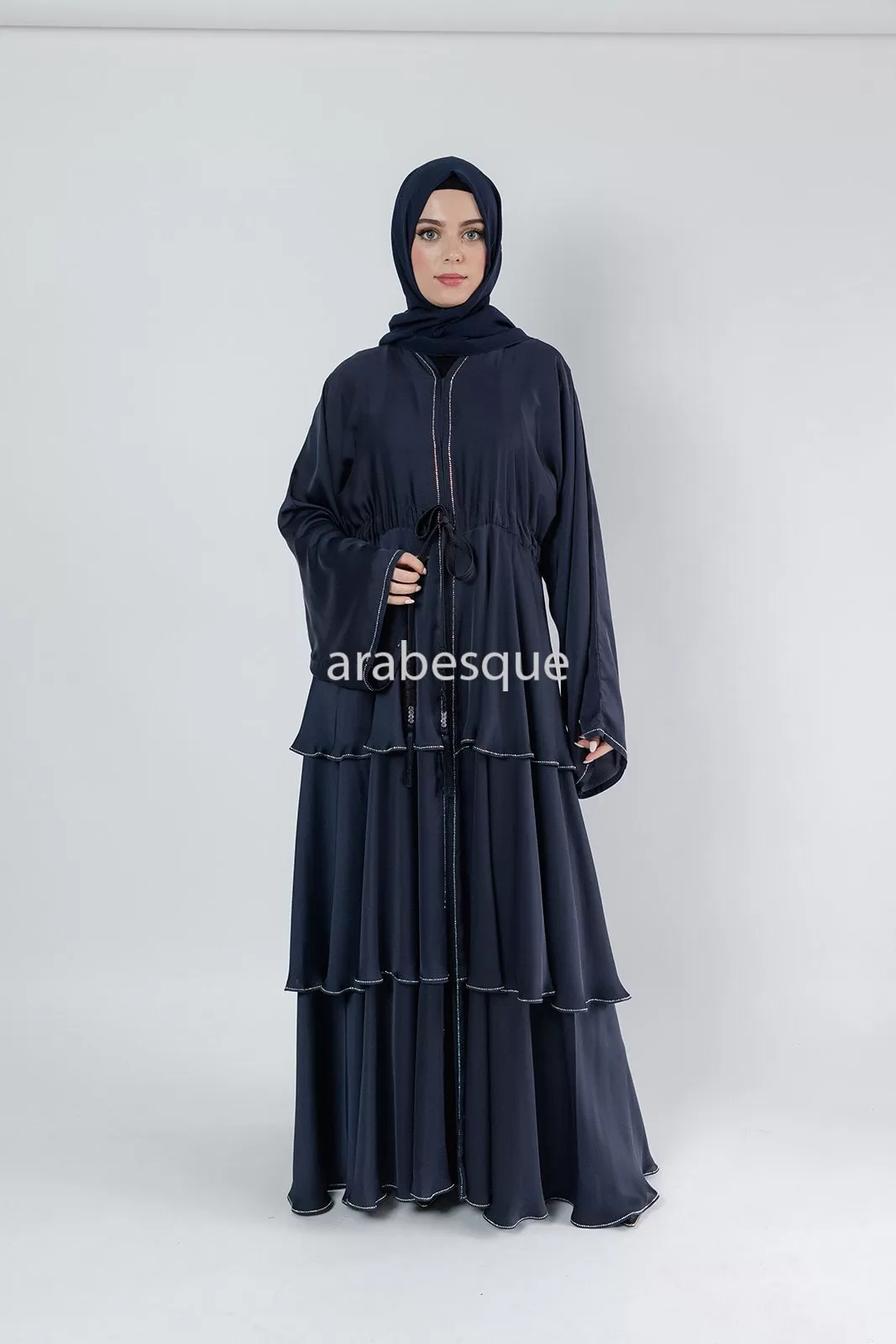 Luxury Embellished layered Open Abaya - 2 Colours