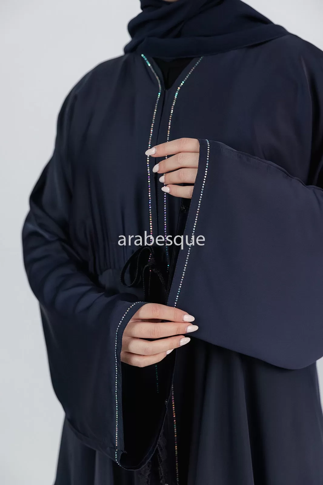 Luxury Embellished layered Open Abaya - 2 Colours