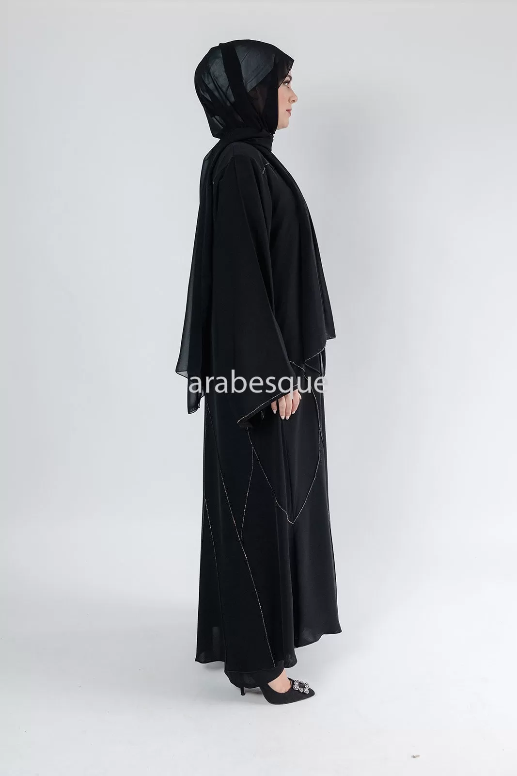 Luxury Embellished Open Abaya  - 2 Colours