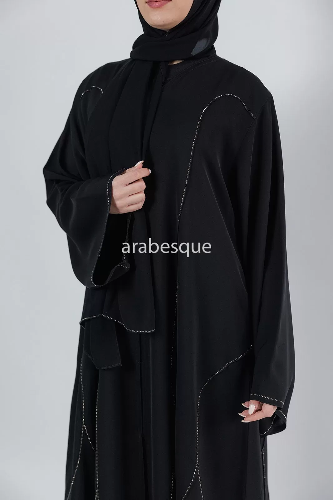 Luxury Embellished Open Abaya  - 2 Colours