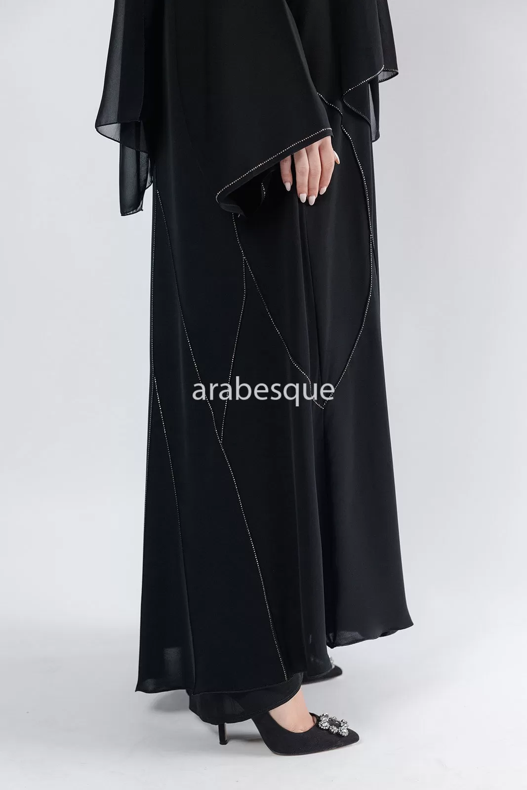 Luxury Embellished Open Abaya  - 2 Colours