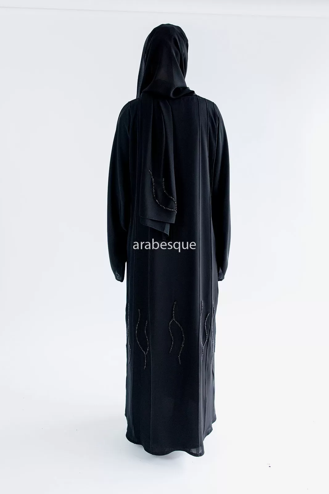 Luxury Open Abaya with Threaded Beadwork detailing -2 Colours