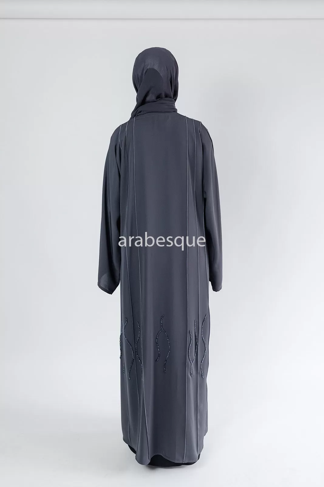 Luxury Open Abaya with Threaded Beadwork detailing -2 Colours