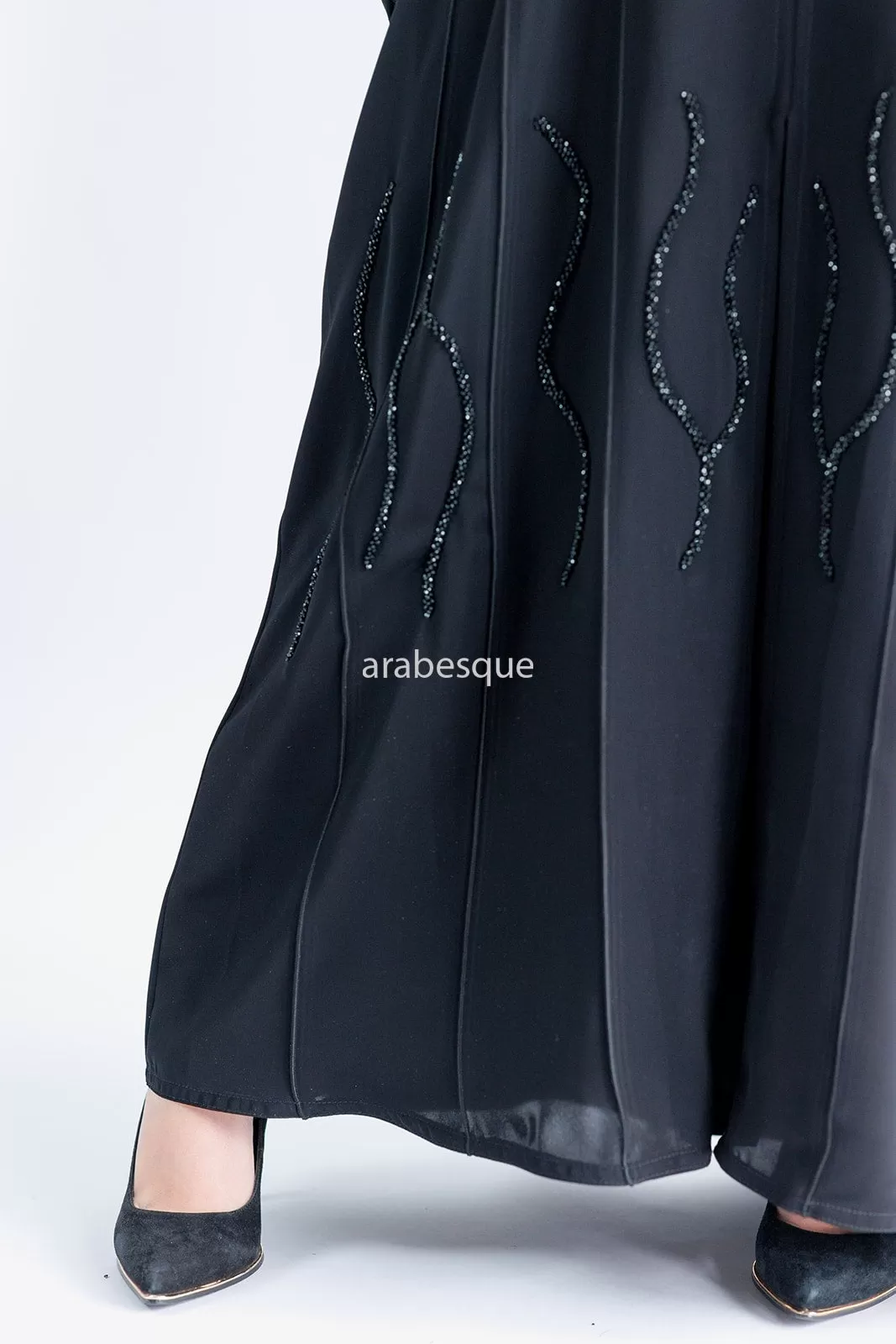 Luxury Open Abaya with Threaded Beadwork detailing -2 Colours