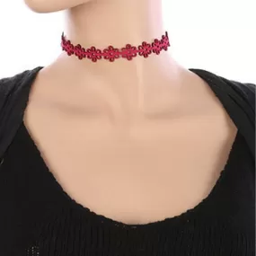 Magenta Flower Choker