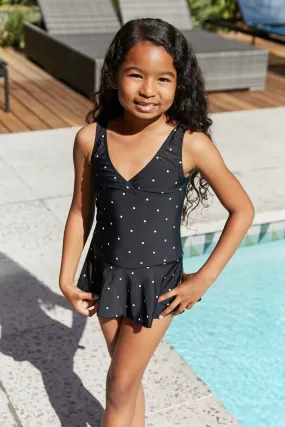 Marina West Swim Clear Waters Badekleid in schwarz/weiß gepunkteter Mutter-Tochter-Badebekleidung