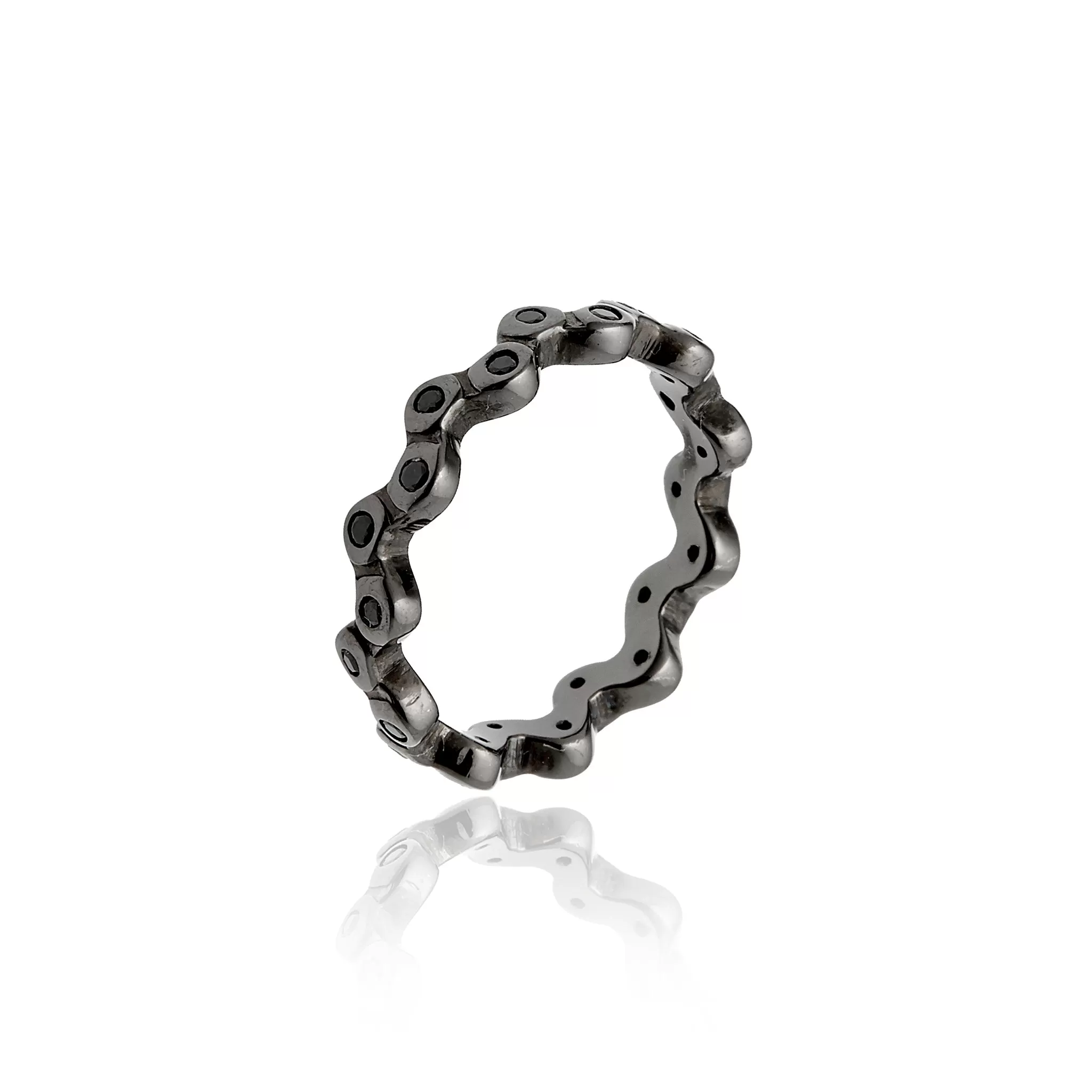 MCL Design Black Spinel Slim Band Stacking Ring