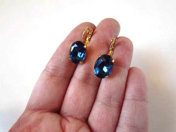 Medium Navy Blue Montana Sapphire Crystal Earrings