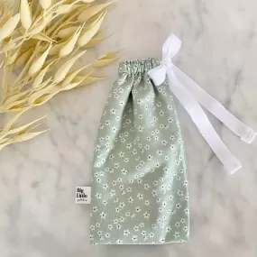 Mint Floral Drawstring Bag