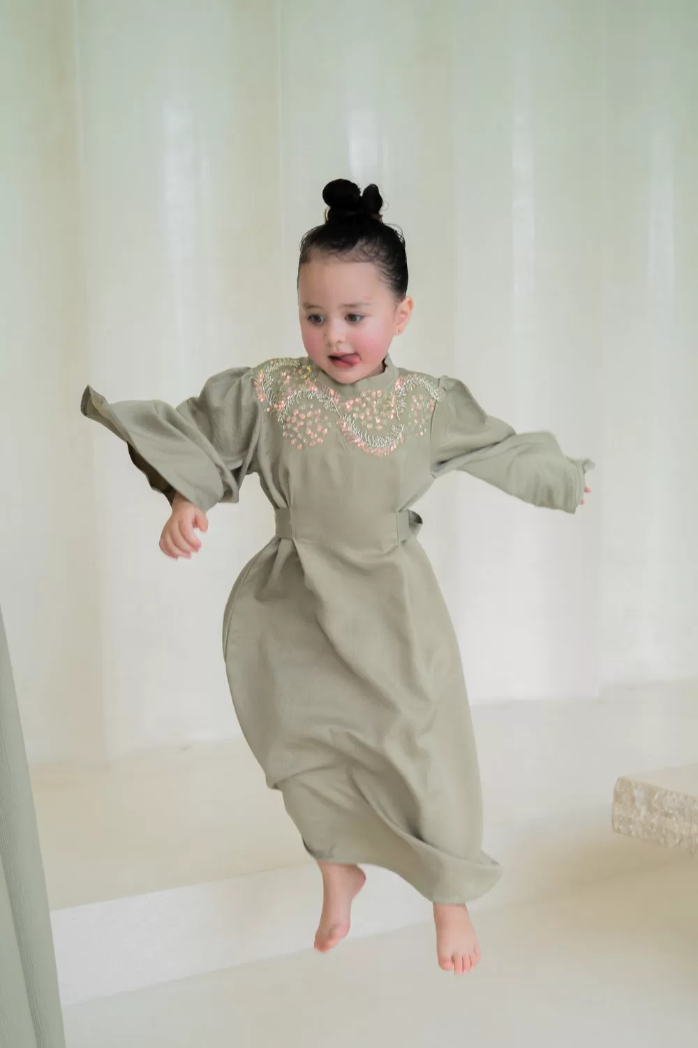 Minted Jewel Kids Abaya