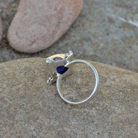 Natural Blue Sapphire Gemstone Ring, Sterling Silver, September Birthstone Gift Ring, Sapphire Jewelry, Nickel Free