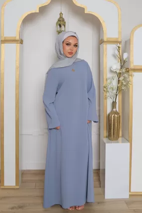 Nila Linen Essential Abaya- Blue Gray