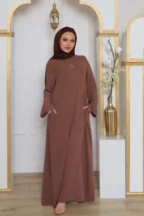 Nila Textured Essential Abaya- Mink