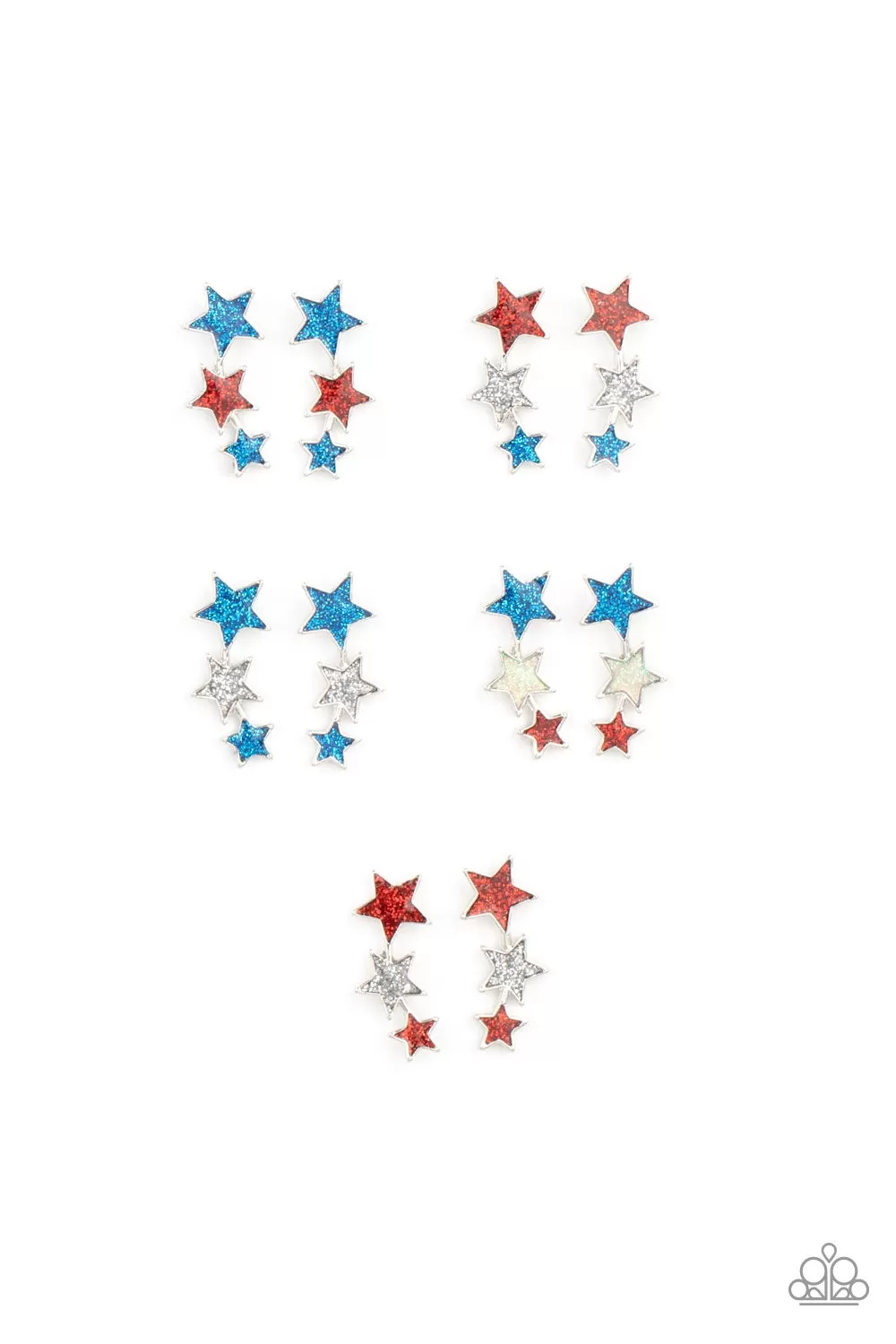 Paparazzi Accessories - MULTI RED WHITE BLUE STAR #SS6 - Starlet Shimmer Earrings