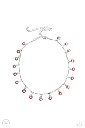 Paparazzi Delicate Display Red Choker Necklace & Earring Set