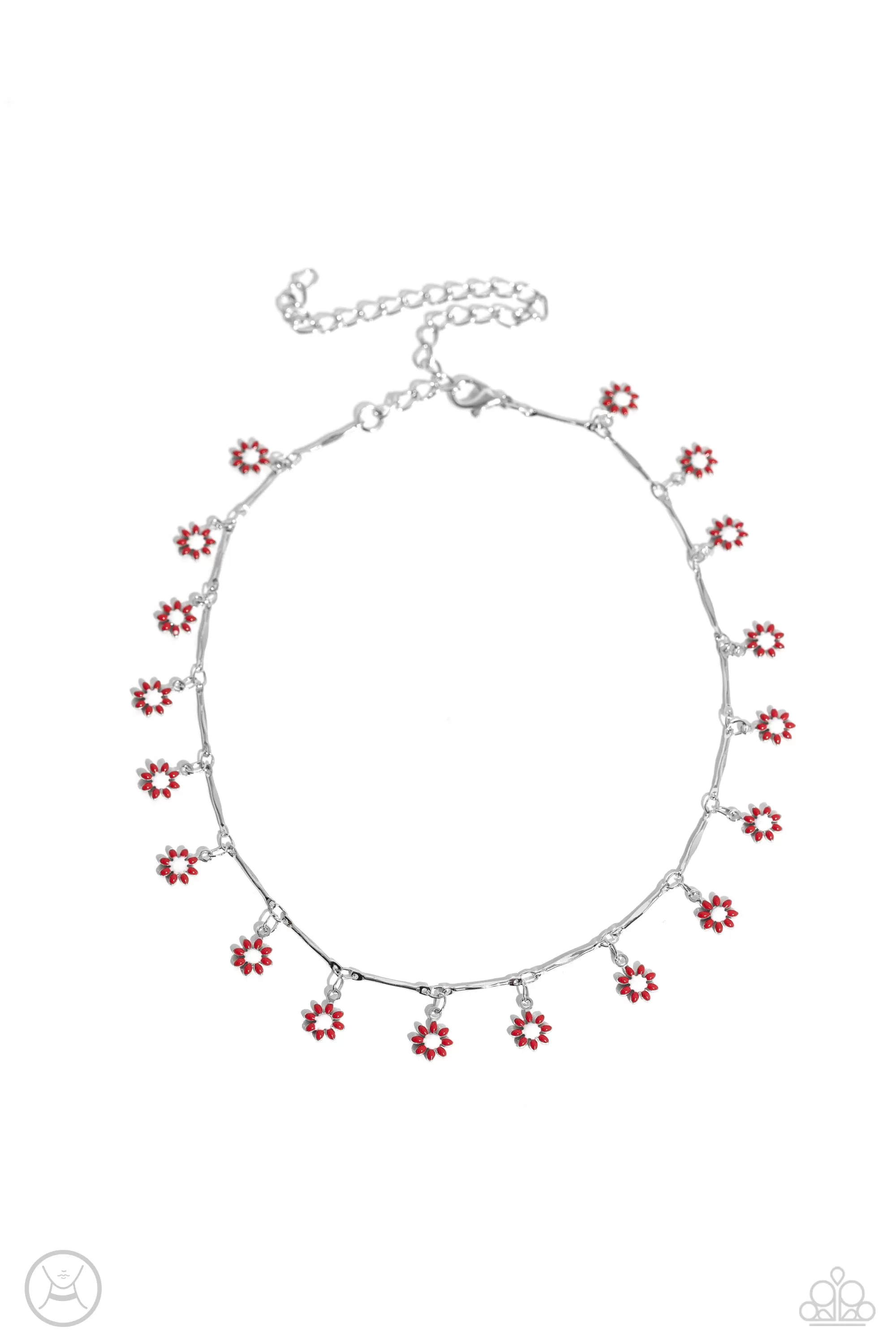 Paparazzi Delicate Display Red Choker Necklace & Earring Set