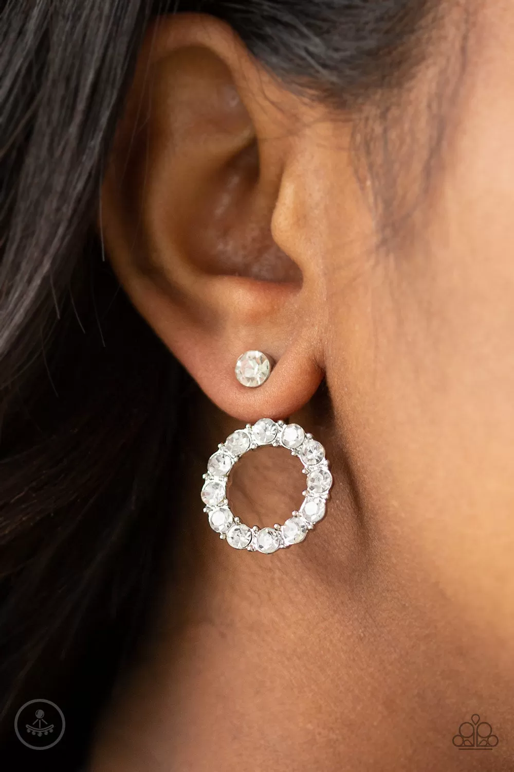 Paparazzi Diamond Halo - White Jacket Earrings