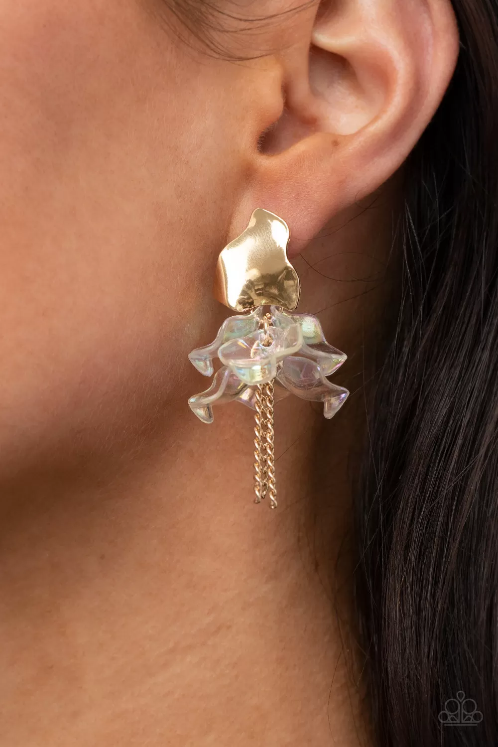 Paparazzi Earring ~ Harmonically Holographic - Gold