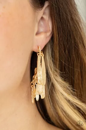 Paparazzi Earring ~ Pursuing The Plumes - Gold Post Earring