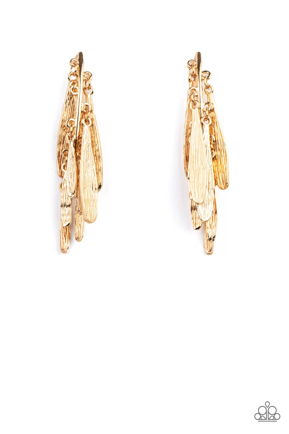 Paparazzi Earring ~ Pursuing The Plumes - Gold Post Earring