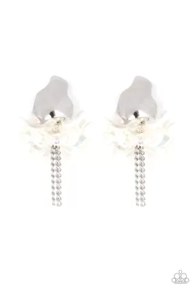 Paparazzi Harmonically Holographic - White Earrings