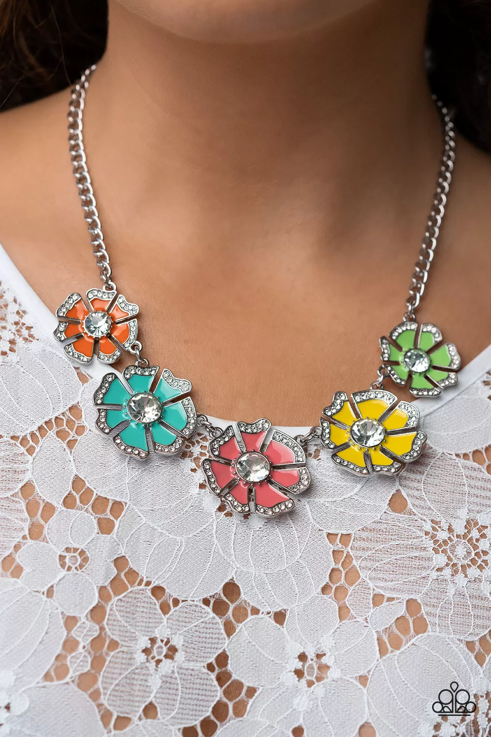 Paparazzi Playful Posies Multi Exclusive Necklace & Earring Set