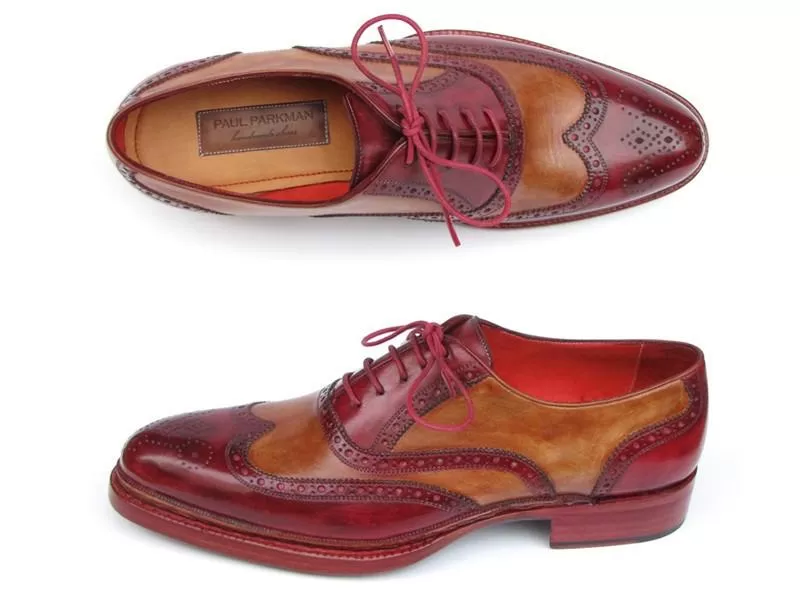 Paul Parkman Triple Wingtip Brogues Bordeaux & Camel (ID#027-TRP-CMLBRD)