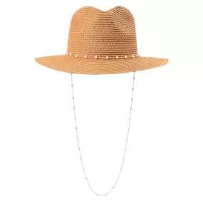 Pearl Embellished Panama Straw Sun Hat