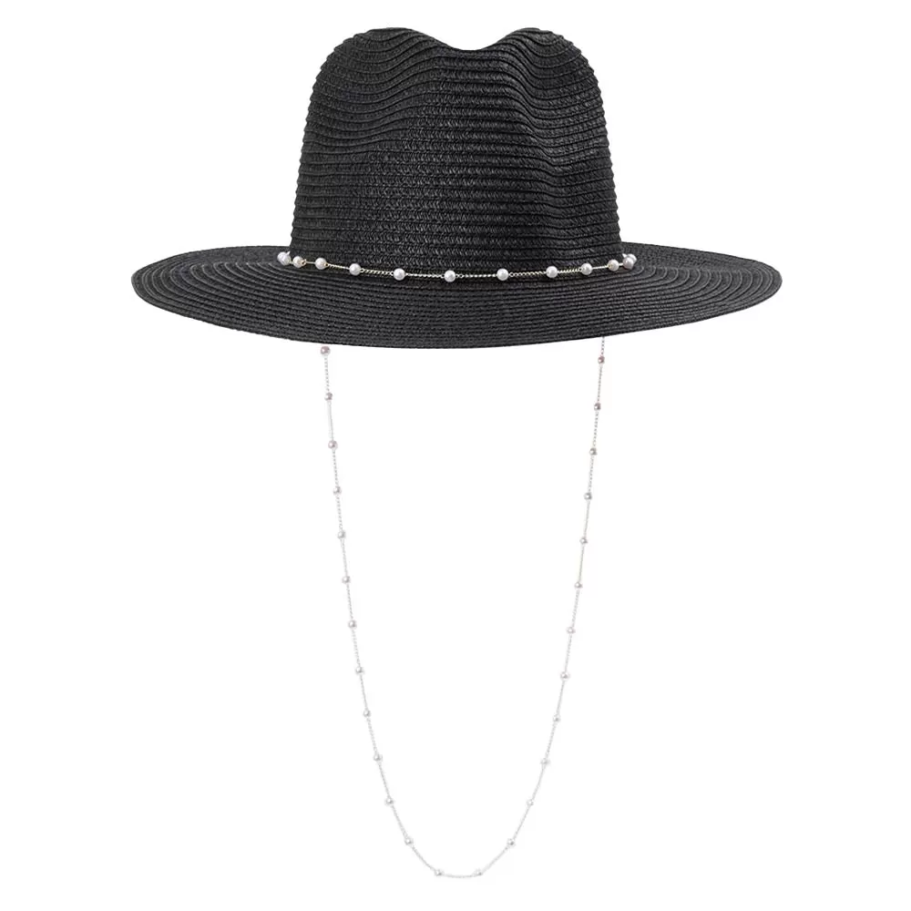 Pearl Embellished Panama Straw Sun Hat